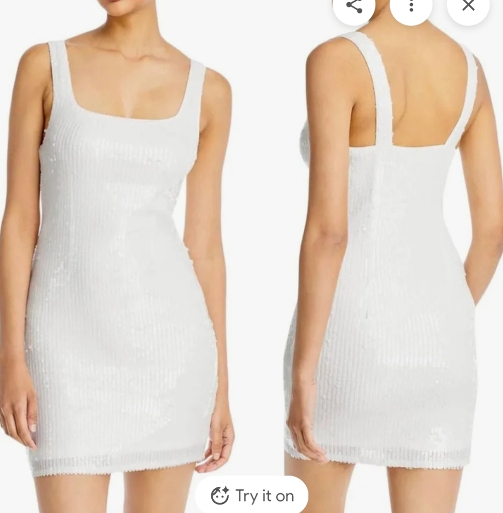 Aqua X Bloomingdales White Sequin Minidress - Picture 7 of 9